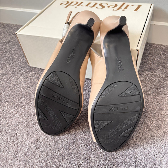 Life Stride Women's 7 Teller Light Beige Neutral Slingback Peep Toe Pumps NIB - Picture 12 of 13